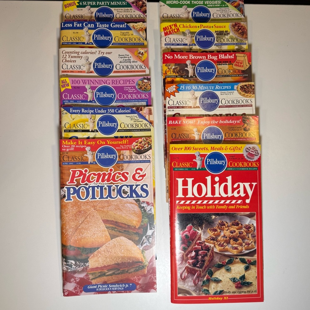 Pillsbury Classic Cookbooks 1992, Complete Set in Blue Slipcase 12 Issues